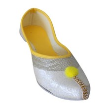 Women Wedding Shoes Leather Handmade Indian Jutties Party Mojaries Flats US 8