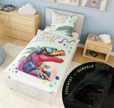 Kinderbettwäsche 135x200 Junge Baumwolle Dino Dinosaurier Trex Kinder Bettbezug