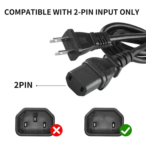 6ft ETL AC Power Cord Cable For Infinity Modulus MSW-1 Subwoofer 2-Prong Plug - Picture 2 of 7