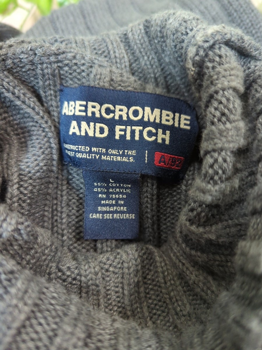  Abercrombie & Fitch Men's Vintage Ribbed Knit Logo Turtleneck Y2K