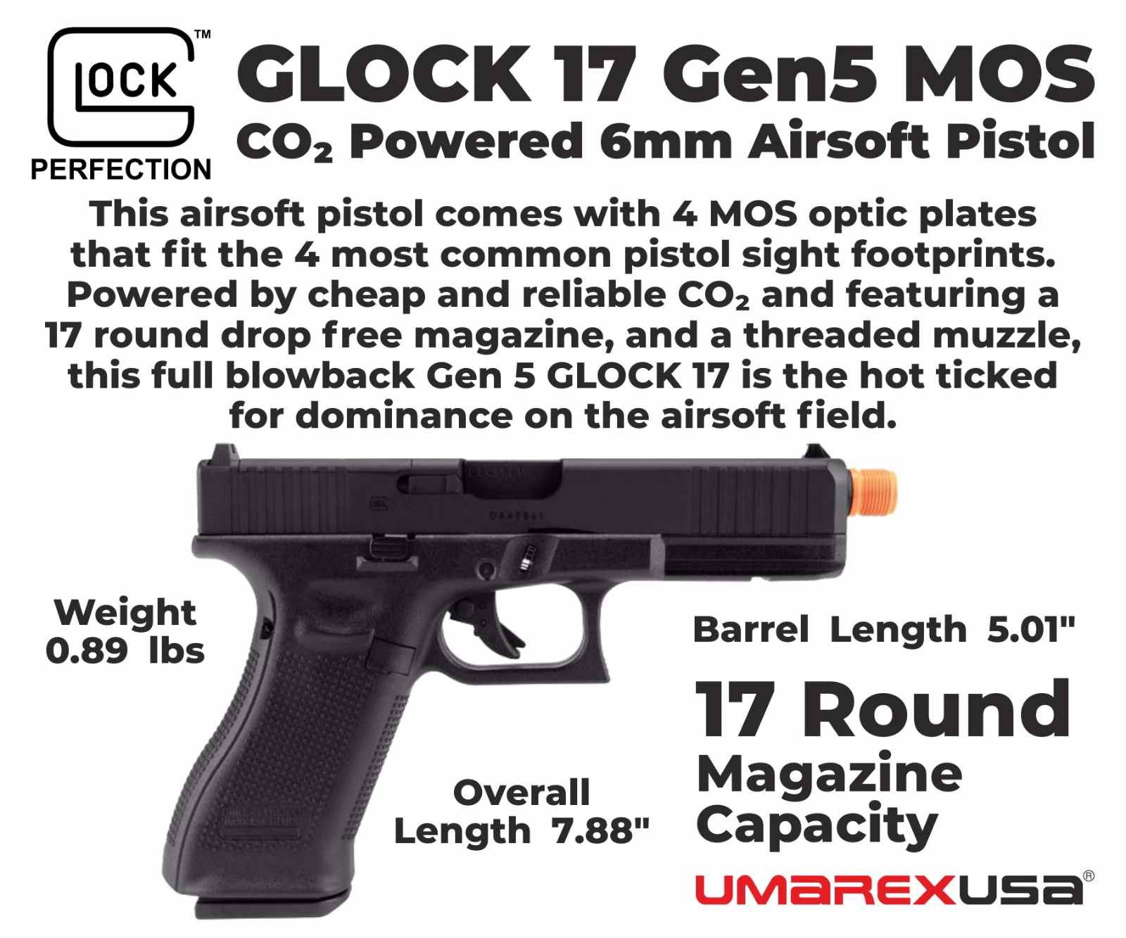 Umarex Glock 17 Gen 5 CO2 MOS Black Blowback Airsoft Pistol