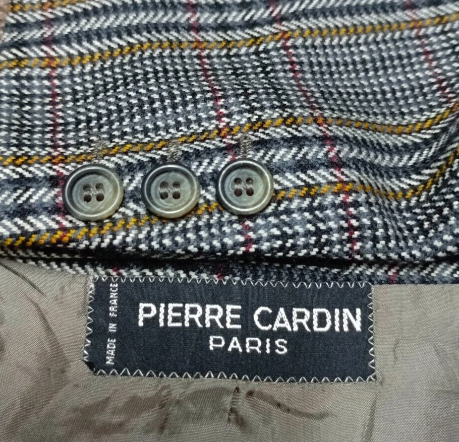 SAINT LAURENT (YSL) Blazer vintage anni 80 Pierre Cardin Paris tutto pettinato sartoriale a quadri 42R 46R