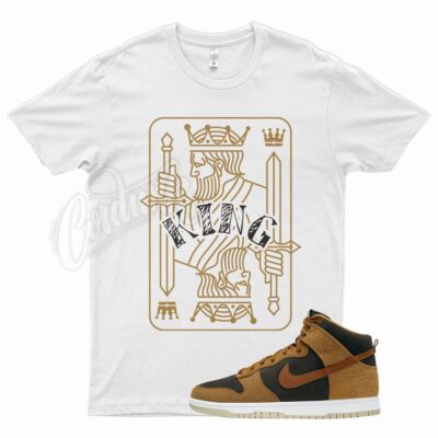 White KING T Shirt for N Dunk PRM Dark Russet Wheat Mocha Air Force Brown