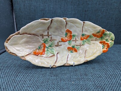 Vintage Bewley Keramik Servierschale Mitte 30er Jahre guter Zustand, orange Blumen