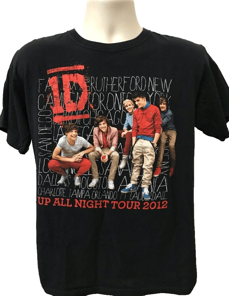 T-shirt One Direction Up All Night Tour 2012 - Unisexe, Coton, Tailles S à 5XL, Personnalisable, Neuf Avec étiquettes