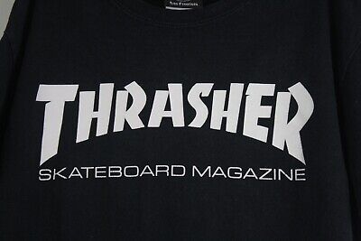 Vintage 2000s Thrasher Magazine Logo Faded Black T-Shirt S Vintage 2000s Thrasher Magazine Logo Faded Black T-Shirt S