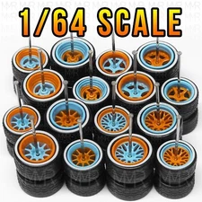 1/64 Scale GULF - White Line Real Rider Wheels Rubber Rims Tires Set for Hot