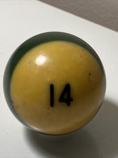 VTG BAKELITE Billiard Pool Ball 2 1/4" Diameter Number 14 Stripe Green