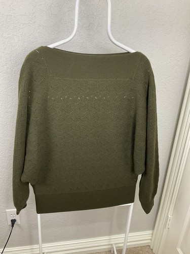 Trina Turk Womens 100% Merino Wool Boat Neck Dolman Sleeve Sweater SZ S Brown