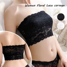 2 Pcs Lace Tube Women Bra Strapless Top Stretch Bandeau Crop Underwear Lingerie↔