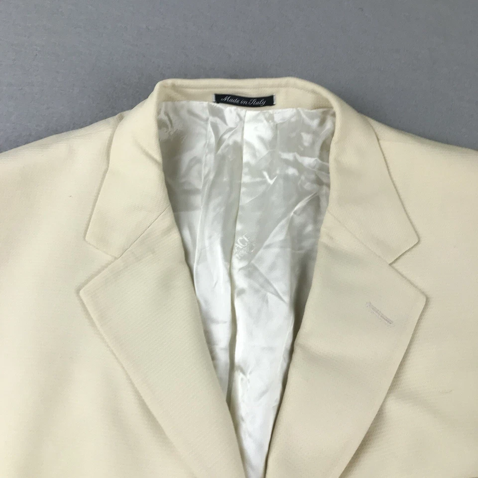 Blazer Versace Clásico V2 Para Hombres 50 Crema Lana Forrada Abotonada Traje Chaqueta * Foto 3 de 4