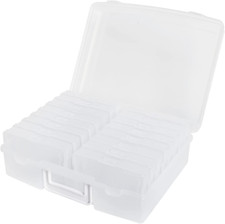 Transparent 4" X 6" Photo Cases Clear Craft Keeper w/ Handle - 16 Inner Cases