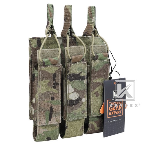 KRYDEX GEAR Portapenne Triple Molle Mag Pouch Open-Top Per Caricatori M4/M16, Colore Nero, 3 Tasche