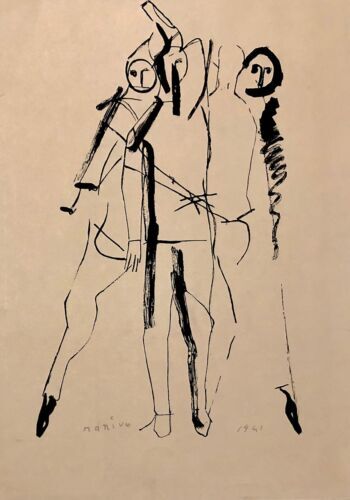 MARINO MARINI HORSE & RIDER LITHOGRAPH 1953 VINTAGE MODERN ITALIAN