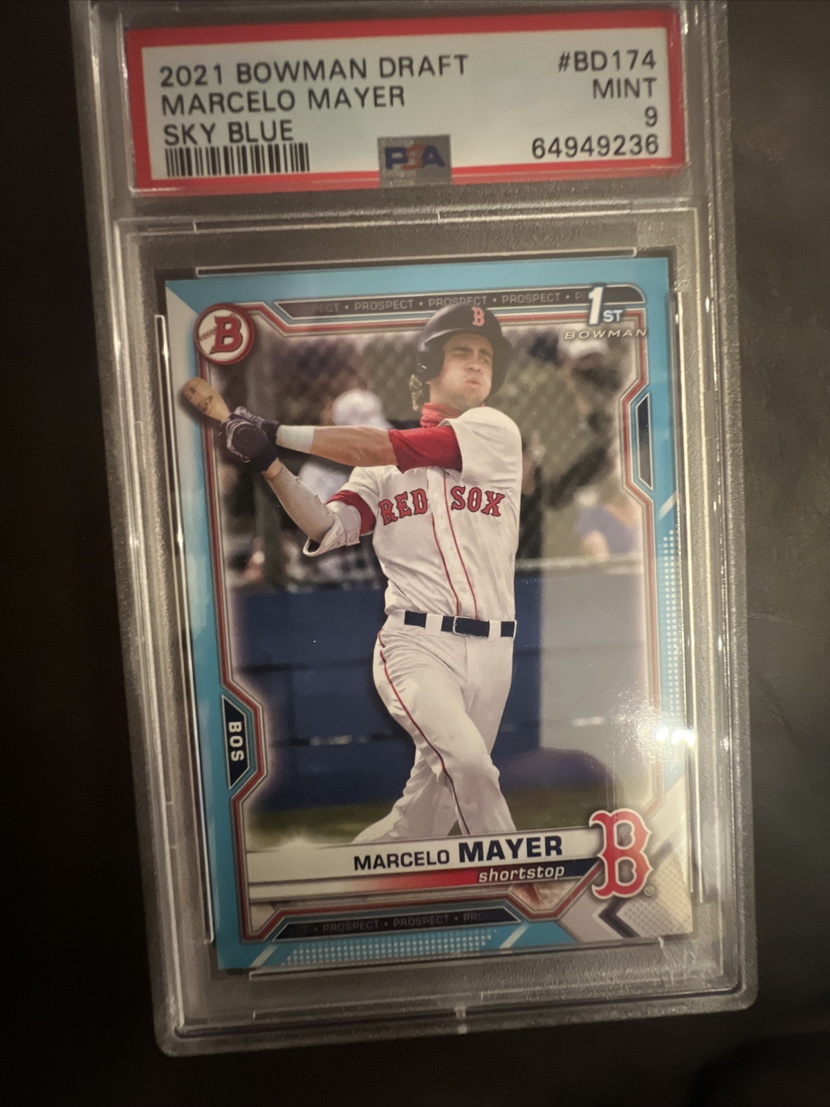 2021 Bowman Draft Marcelo Mayer BD-174 1st Paper Sky Blue /499 PSA 9 Mint