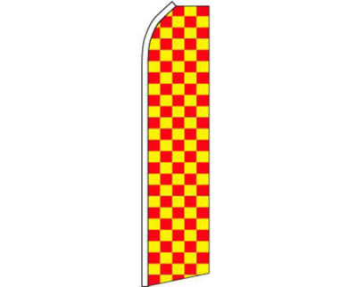 2 Pack Red Yellow Checkered Swooper Super Feather Advertising Flag