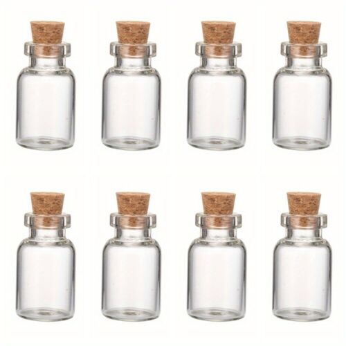 20Pcs Glass Jar Bead Containers with Cork Stopper Wishing Bottle Clear 16x28mm