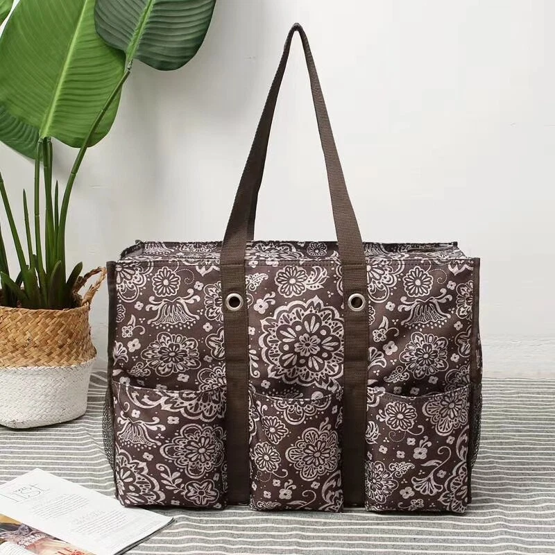 ZD Thirty One Super Organizing Zip Top Utility tote bag 31 Gift Woodblock  Floral