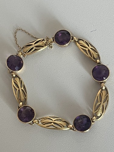 6376 - Bracciale Oro Giallo Filigranato Ametiste - Foto 4 di 4