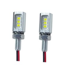 2PCS Car LED License Plate Light, IP68 Waterproof Silver shell - White light