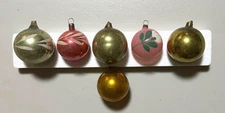 Lot of 6 Assorted Small Glass Christmas Balls - Mercury Glass -Mica - Painted