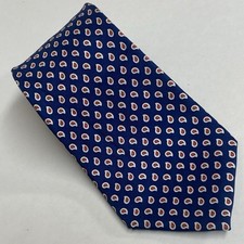 LAUREN Ralph Lauren Tie Geometric Blue Red White PAISLEY Silk NeckTie USA B9
