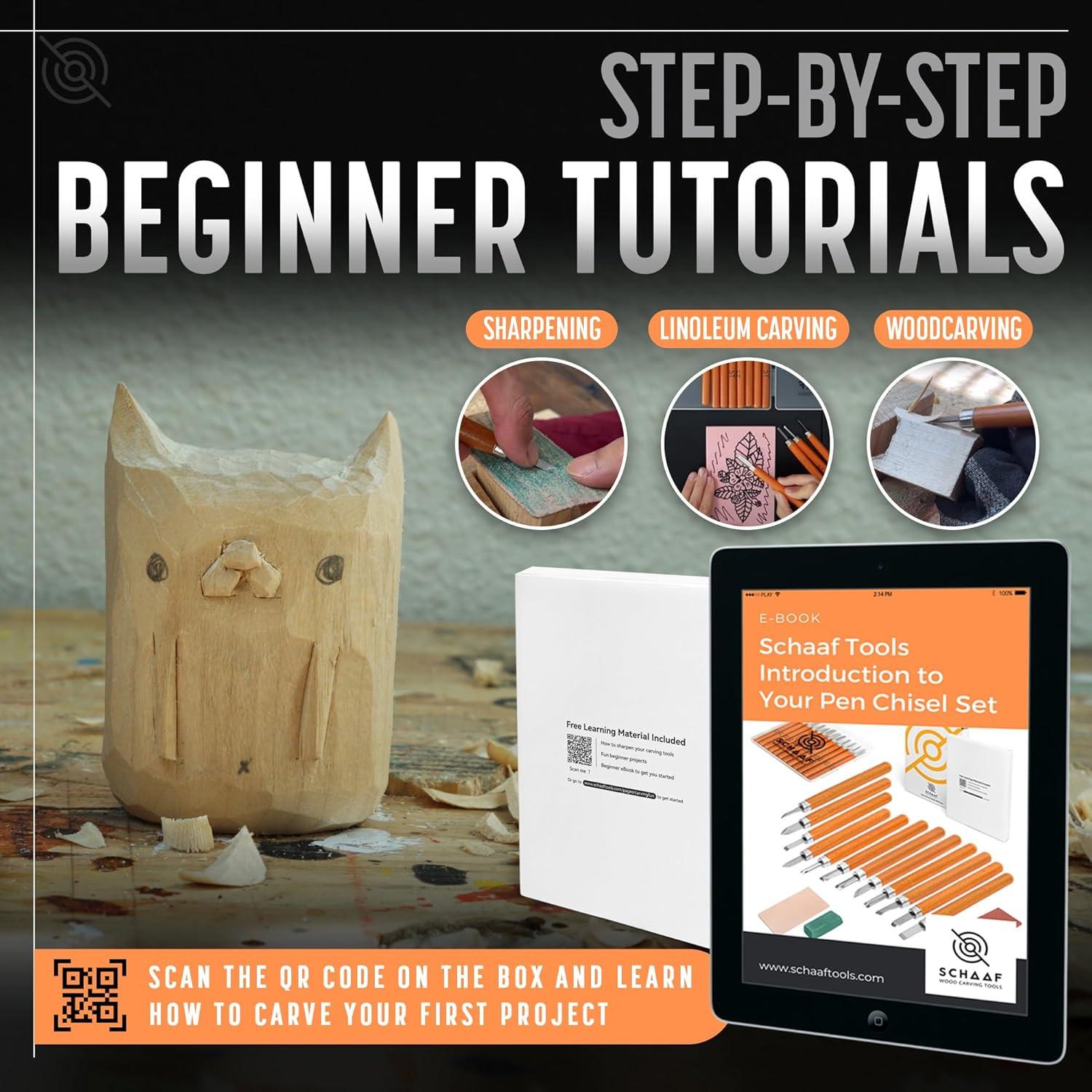 Beginner-Friendly Wood Carving Kit, 15pc Wood Carving Tools Set with Razor Sharp