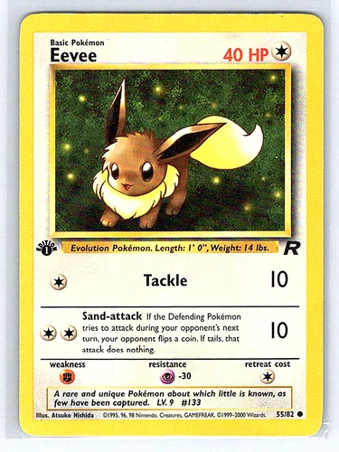 Eevee [1st Edition] 55/82 Team Rocket NM/LP Pokemon Card
