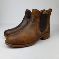 UGG Bonham Wool Lined Leather Chelsea Boots Brown, UK Size 6.5