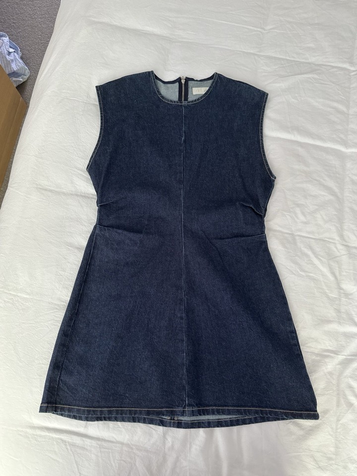 ZARA Womens Blue Denim Mini Dress Size L