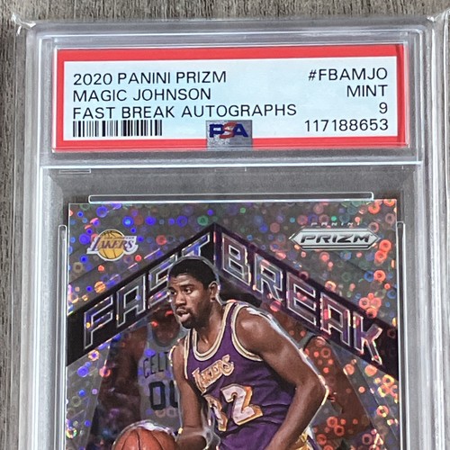 MAGIC JOHNSON 2020 Panini Prizm Fast Break Silver Auto Lakers ** PSA 9 ** - Picture 3 of 6