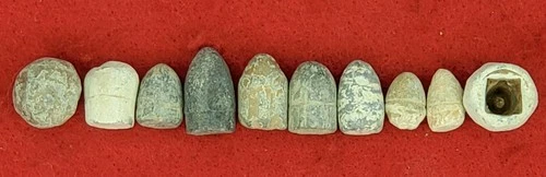 EXCAVATED CIVIL WAR RELICS PISTOL BULLETS (10)