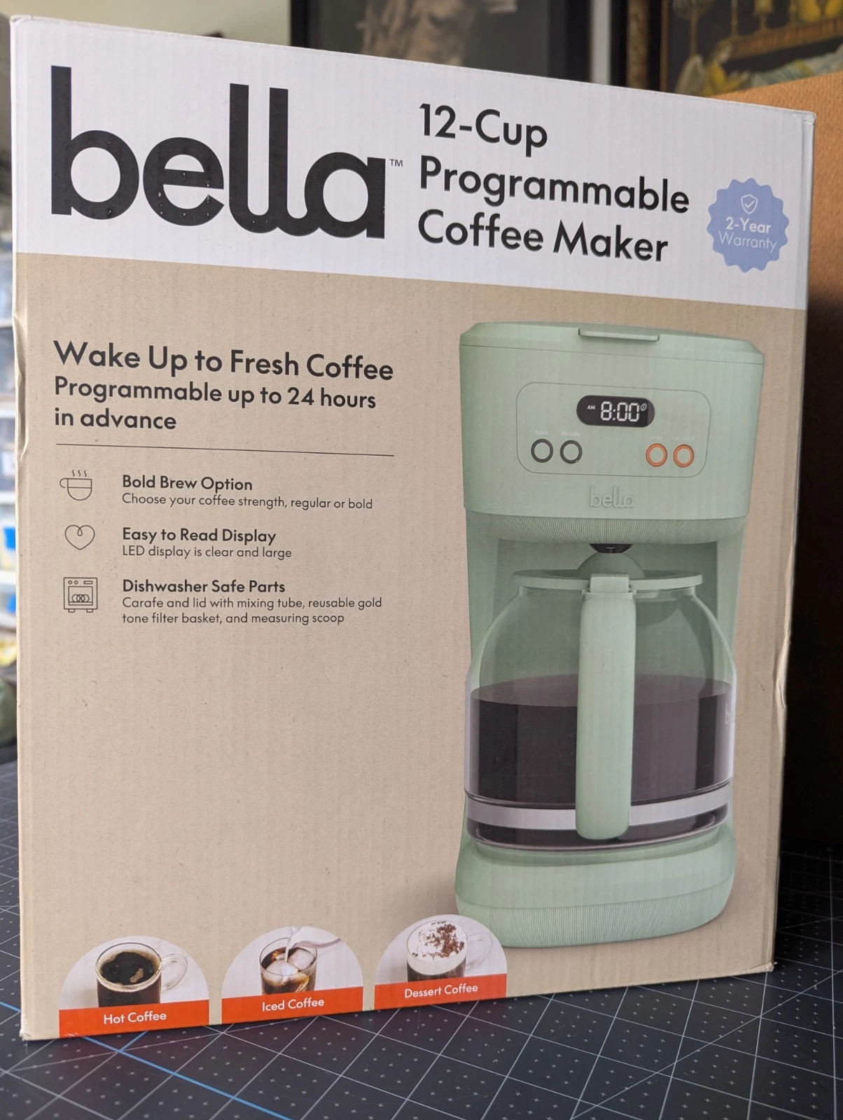 Bella 12-Cup Programmable Coffee Maker – Seaglass – in Original Box