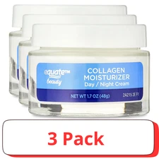 Equate Beauty Collagen Moisturizer Day/Night Cream, 1.7 oz (3 Pack)