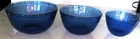 Vtg PYREX 7401-S, 7402-S & 7403-S Blue Ribbed Mixing Bowl Set