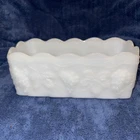Vtg Anchor Hocking Fire-King Milk Glass Grape & Leaf Design Rectangle Planter