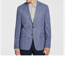 Michael Kors Men's 43 Reg Kent Classic Fit Stretch Plaid Sport Coat Blue NWT