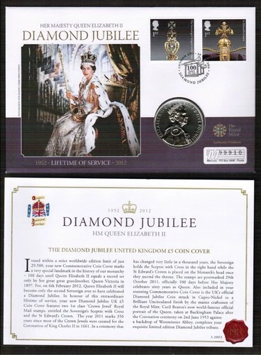 GB Queens 2012 Diamond Jubilee £5 Coin Cover