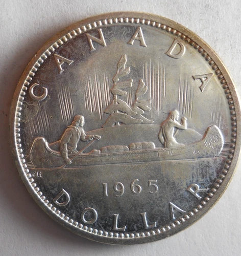 1965 CANADA DOLLAR - AU/UNC - Excellent Silver Crown Coin - Lot #M26