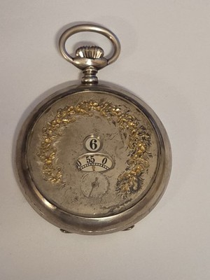 seltene Silber Taschenuhr Jump-Hour Digitale Anzeige Scheibenuhr um 1900 Rar !