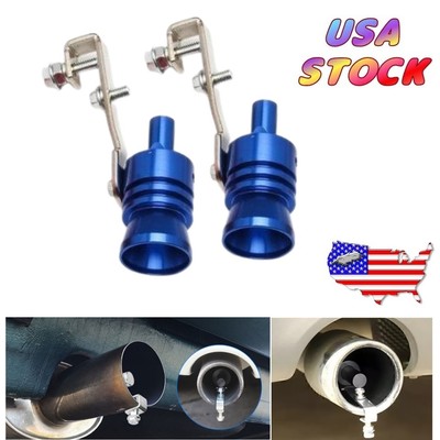 2x L Blue Car Turbo Sound Whistle, Dump Tailpipe Exhaust Pipe Booster Simulator