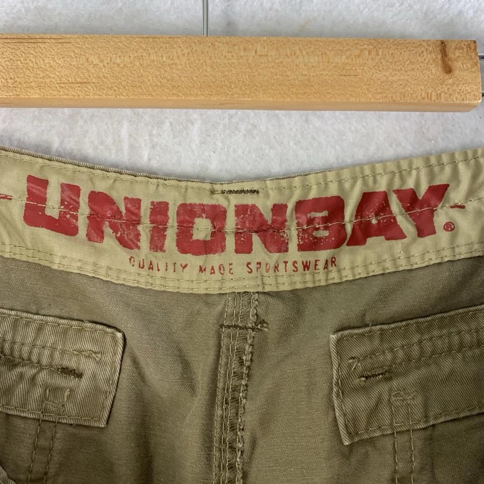Pantalones Cortos Largos Union Bay Para Hombres Y2K Carga Talla 34/36 Caqui Utilidad Ropa de Calle Grunge Foto 4 de 4