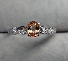 2Ct Oval Cut Simulated Citrine Engagement Ring 14K White Gold Plated