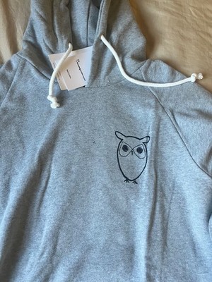 Knowledge Cotton Apparel Owl Logo Hoodie Grey Graphic Sweatshirt Sweater Vtg M