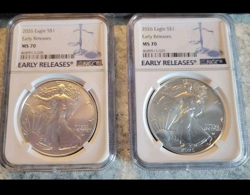 Lot Of (2) NGC MS Silver Eagle Coins As Shown