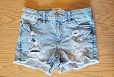 Abercrombie Kids Girls 9/10 High Rise Shortie Shorts Distressed Denim Light Wash