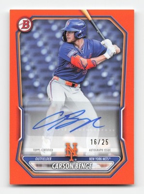 2026 Bowman #BPA-CBE Carson Benge Prospect Autographs Orange #/25