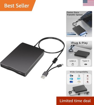 Fast Data Transfer 3.5'' Floppy Drive - USB & Type-C Ease for Modern Devices