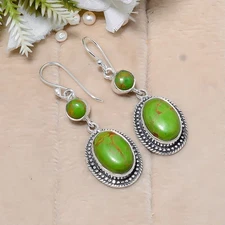 Copper Green Turquoise & Copper Green Turquoise Earring, Christmas Gift E141454