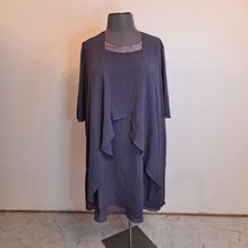 Hanna Nikole Sequin Dress With Duster Womens 24W Purple Tea Length